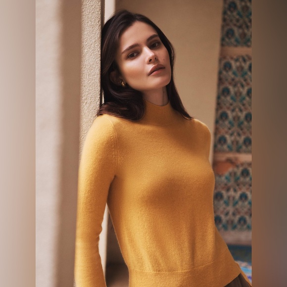 NEW! White + Warren Essential Sundial Cashmere Shrunken Mockneck Sweater - Picture 3 of 16